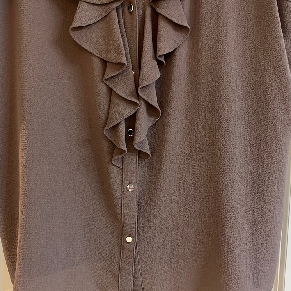 Calvin Klein Ruffled Brown Blouse - Picture 4 of 5